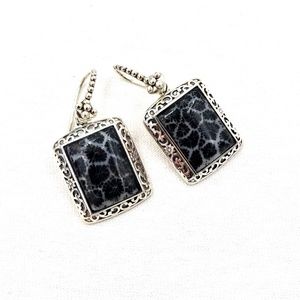BBJ STERLING SILVER BLACK CORAL EARRINGS NWOT